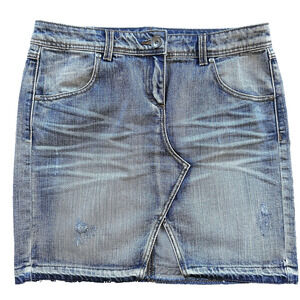 Benetton Sisley Denim Mini Short Skirt Light Wash Vintage Size 29 M